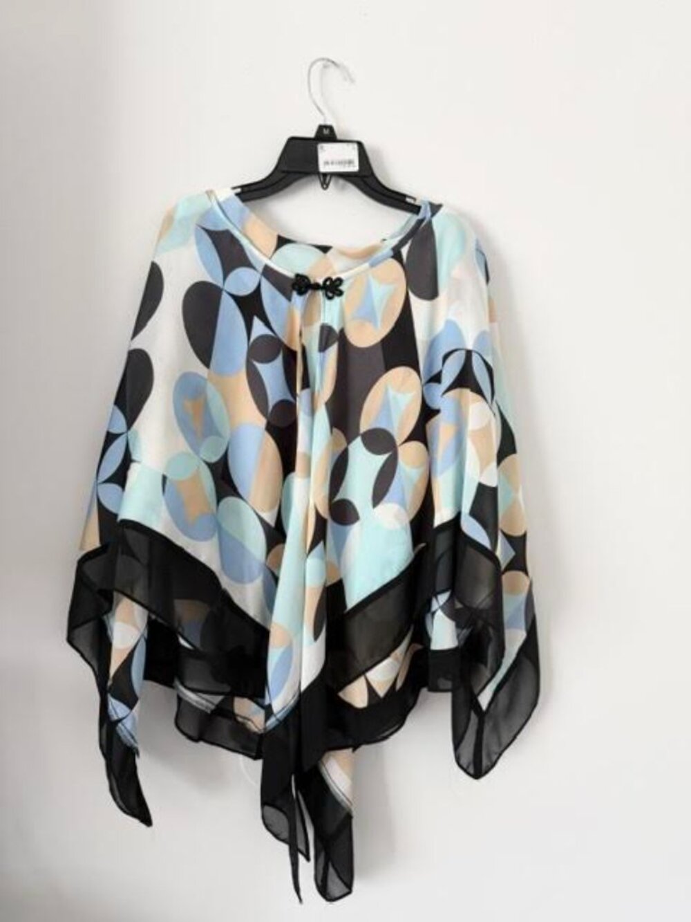 R&M Richards Women's Plus Size 24W Geometric Print Poncho Cape & Matching Shirt